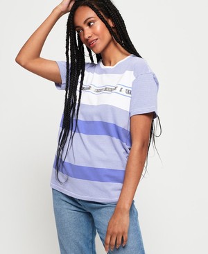 Superdry Minimal Logo Tape Stripe Portland Női Pólók Kék | CSUMF3962